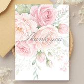 soft pink roses floral thank you card サンキューカード