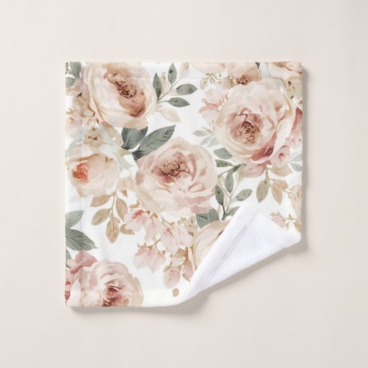 Soft Pink Roses Watercolor Floral Print Botanical ウォッシュタオル (ウォッシュタオル)