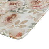 Soft Pink Roses Watercolor Floral Print Botanical カッティングボード (角)