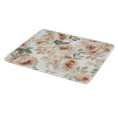 Soft Pink Roses Watercolor Floral Print Botanical カッティングボード (角)