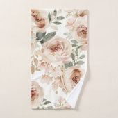 Soft Pink Roses Watercolor Floral Print Botanical バスタオルセット (ハンドタオル)