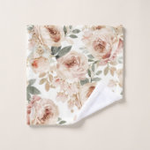 Soft Pink Roses Watercolor Floral Print Botanical バスタオルセット (ウォッシュタオル)