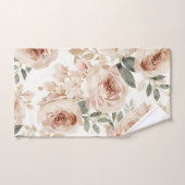 Soft Pink Roses Watercolor Floral Print Botanical バスタオルセット (ハンドタオル)