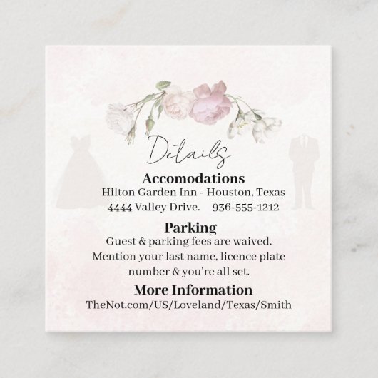 Soft Pink Roses Wedding Collection エンクロージャーカード (正面)