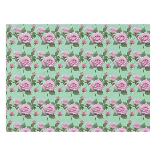Soft Pink Roses With Subtle Lavender Highlights  テーブルクロス (正面(横))