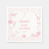 Soft Pink Safari Jungle Animals Baby Shower スタンダードカクテルナプキン (正面)