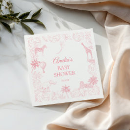 Soft Pink Safari Jungle Animals Baby Shower スタンダードカクテルナプキン
