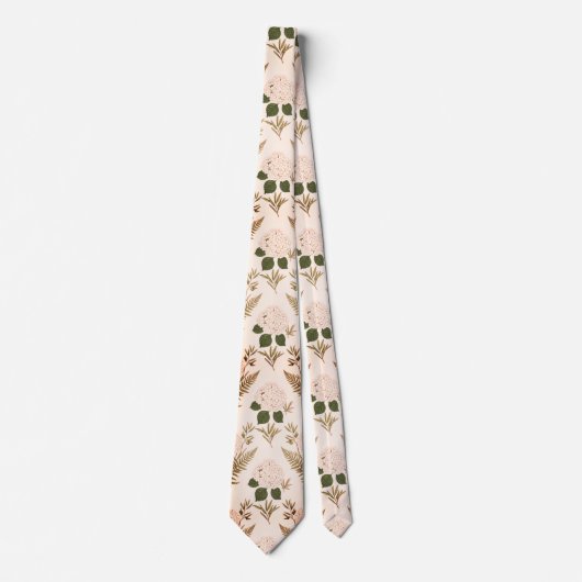  Soft Pink & Sage Botanical  ネクタイ (正面)