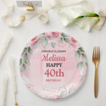 Soft Pink & Sage Green Roses Any Year Birthday