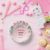 Soft Pink & Sage Green Roses Any Year Birthday ペーパーボウル (パーティー)