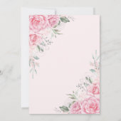 Soft Pink Silver Quinceañera Rose Flower Butterfly 招待状 (裏面)