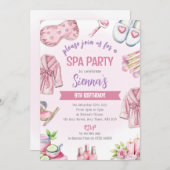 Soft Pink Spa Party Invitation - Relax & Pamper 招待状 (正面/裏面)