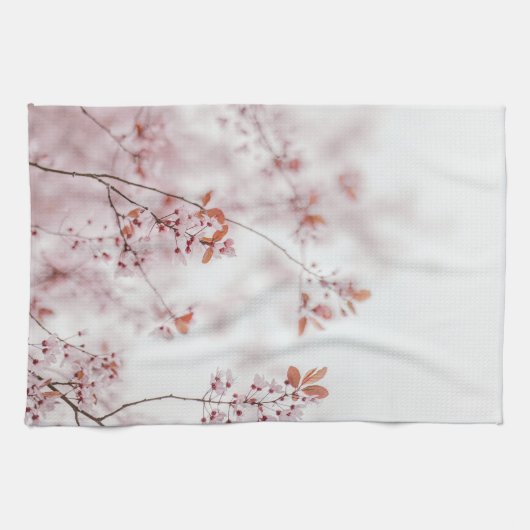 Soft Pink Spring Blossoms, Minimal Floral キッチンタオル (横)