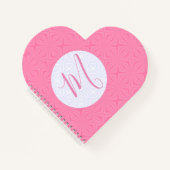 Soft Pink Squiggly Square Personal Initial Heart ノートブック (正面)
