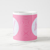 Soft Pink Squiggly Squares Personalized Initial ジャンボコーヒーマグカップ (正面)
