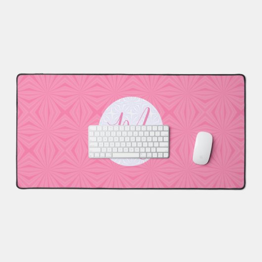 Soft Pink Squiggly Squares Personalized Initial デスクマット (キーボード&マウス)