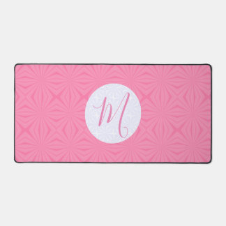 Soft Pink Squiggly Squares Personalized Initial デスクマット