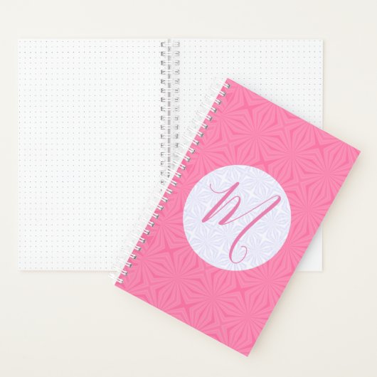 Soft Pink Squiggly Squares Personalized Initial  ノートブック (内側)