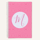 Soft Pink Squiggly Squares Personalized Initial  ノートブック (正面)