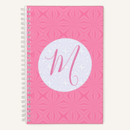 Soft Pink Squiggly Squares Personalized Initial  ノートブック