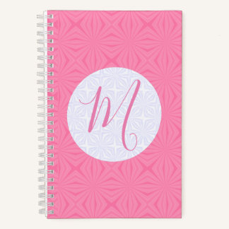 Soft Pink Squiggly Squares Personalized Initial ノートブック