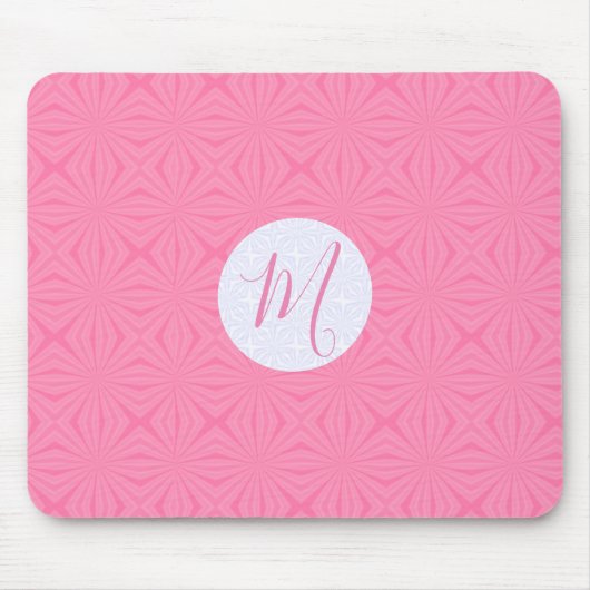 Soft Pink Squiggly Squares Personalized Initial マウスパッド (正面)