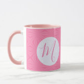 Soft Pink Squiggly Squares Personalized Initial マグカップ (左)