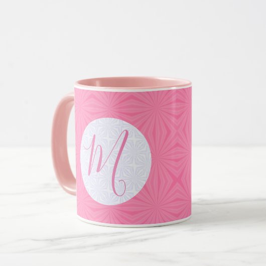 Soft Pink Squiggly Squares Personalized Initial マグカップ (正面左)