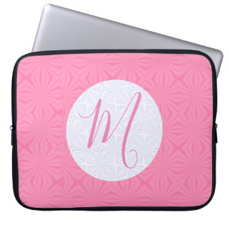 Soft Pink Squiggly Squares Personalized Initial ラップトップスリーブ