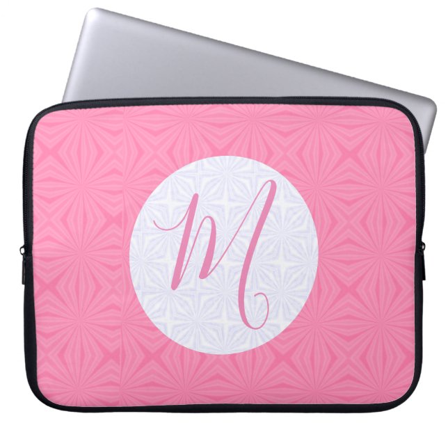 Soft Pink Squiggly Squares Personalized Initial ラップトップスリーブ (正面)