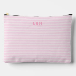 Soft Pink Stripe Vintage Tiny Initials Monogram アクセサリーポーチ
