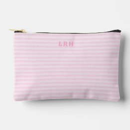 Soft Pink Stripe Vintage Tiny Initials Monogram アクセサリーポーチ