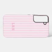 Soft Pink Striped Vintage Look Monogrammed Samsung Galaxyケース (裏面横)