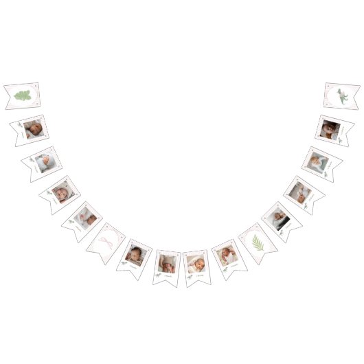 Soft Pink T Rex Tutu Girl Birthday Photo Banner バンティングフラッグ (全)