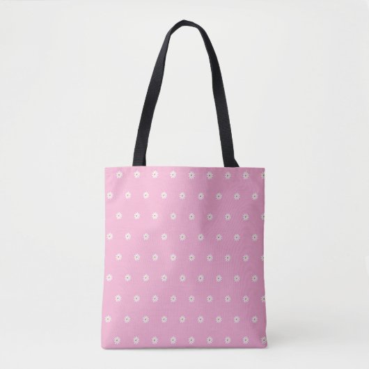 Soft Pink Tote Bag with Blooming Flower Pattern トートバッグ (正面)
