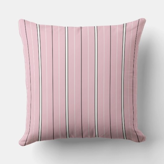 Soft Pink Vertical Stripe Pattern Minimal クッション (裏面)