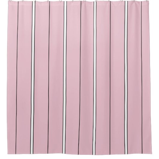 Soft Pink Vertical Stripe Pattern Minimal シャワーカーテン (正面)