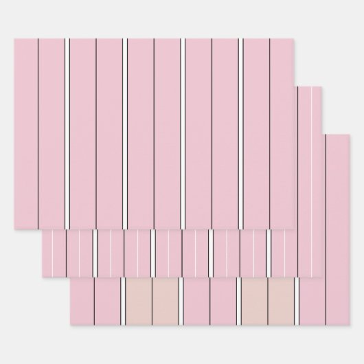 Soft Pink Vertical Stripe Pattern Minimal ラッピングペーパーシート (セット)