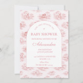Soft Pink Vintage Baby Shower 招待状 (正面)