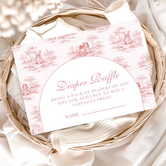 Soft Pink Vintage Baby Shower Diapper Raffle エンクロージャーカード