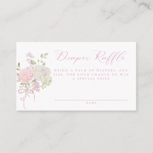 Soft Pink Vintage Floral Diaper Raffle エンクロージャーカード (正面)