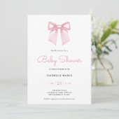 Soft Pink Watercolor Bow Baby Shower Invitation 招待状 (スタンド正面)