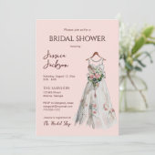 Soft Pink Watercolor Bridal Gown Shower Invitation (スタンド正面)