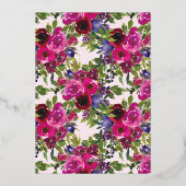 Soft Pink Watercolor Floral Birdal Shower  箔招待状 (裏面)