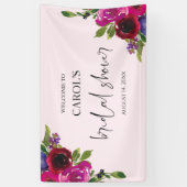 Soft Pink Watercolor Floral Bridal Shower Banner 横断幕 (縦)