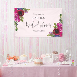 Soft Pink Watercolor Floral Bridal Shower Banner 横断幕