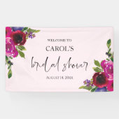 Soft Pink Watercolor Floral Bridal Shower Banner 横断幕 (横)
