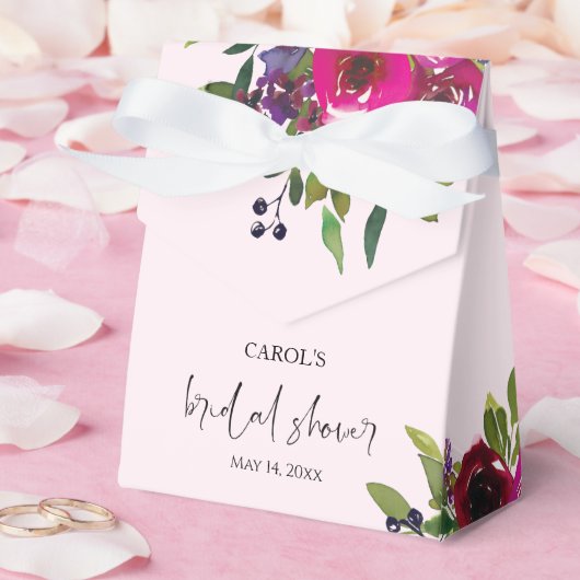 Soft Pink Watercolor Floral Favor Box フェイバーボックス (ウェディング)