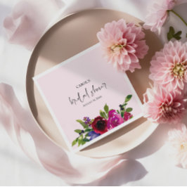 Soft Pink Watercolor Floral Paper Napkin スタンダードカクテルナプキン