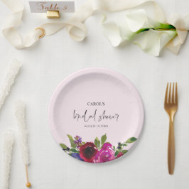 Soft Pink Watercolor Floral Paper Plate ペーパープレート